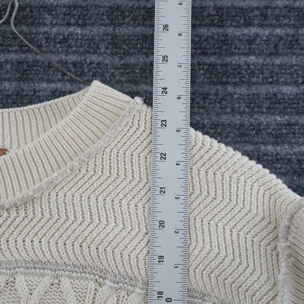Free People Sweater Vest Womens Size M Ivory Patchwork Cable Knit Relaxed Fit